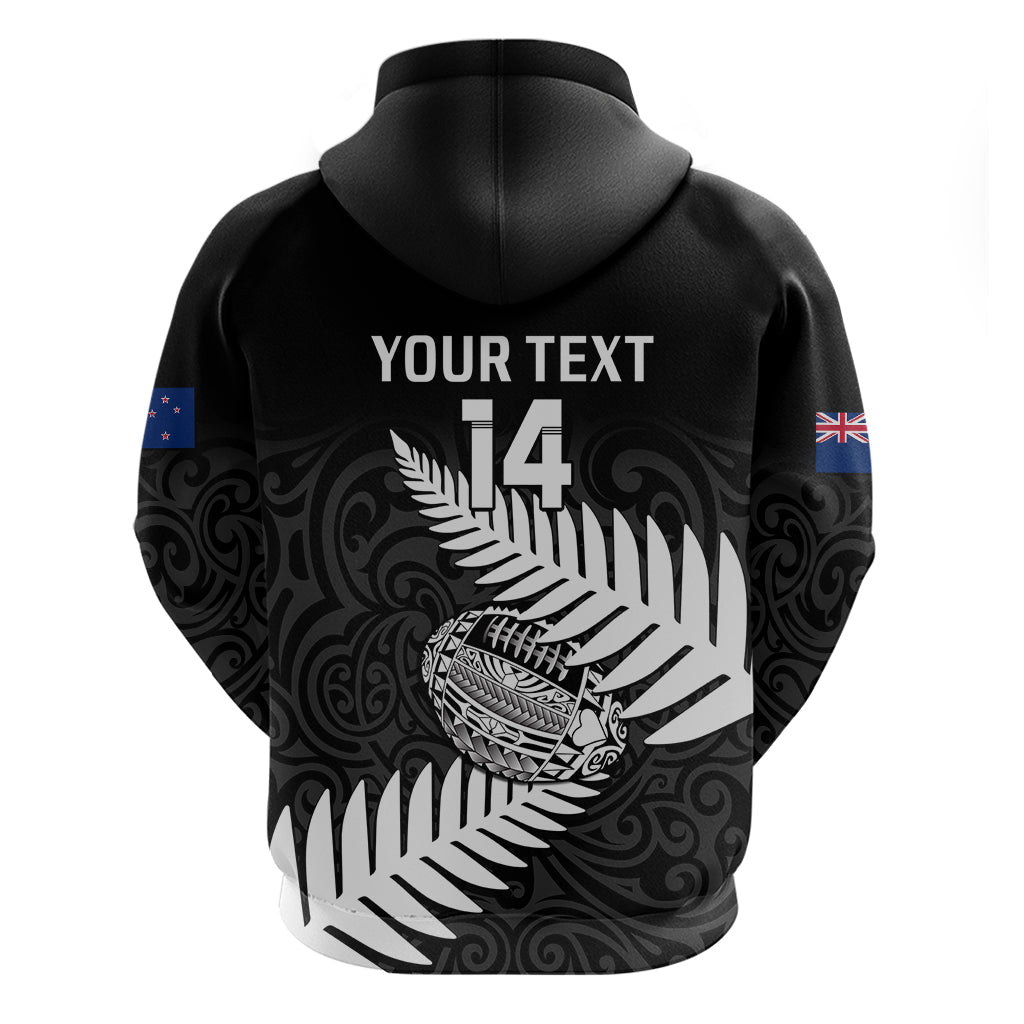 Personalised Aotearoa Rugby Hoodie Go Black Fern Pacific NZ Maori 2023 LT14