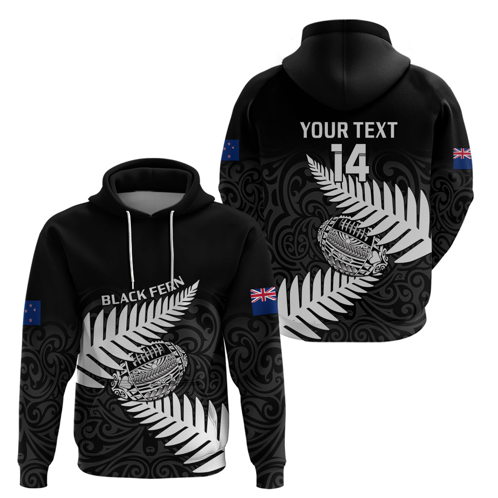 Personalised Aotearoa Rugby Hoodie Go Black Fern Pacific NZ Maori 2023 LT14