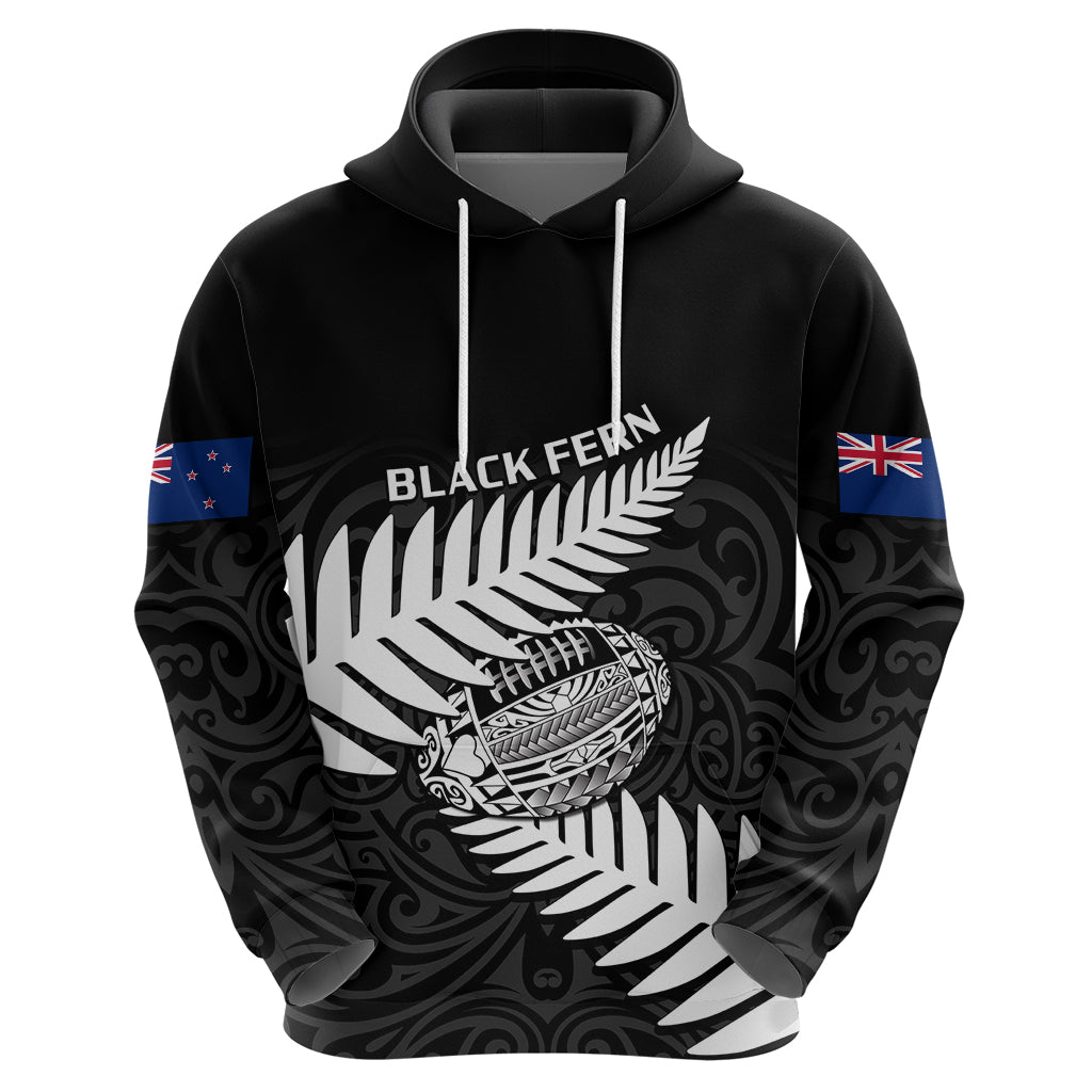 Personalised Aotearoa Rugby Hoodie Go Black Fern Pacific NZ Maori 2023 LT14