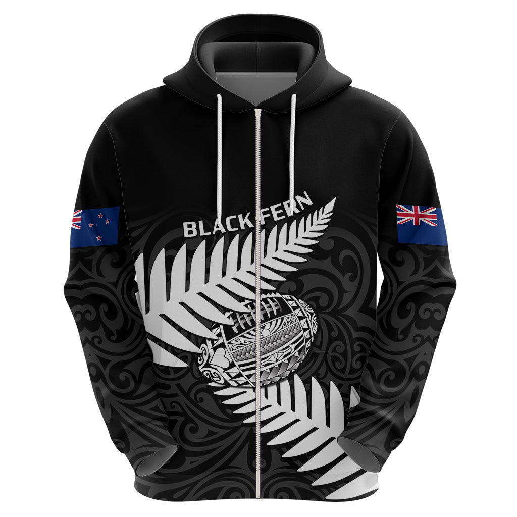 Personalised Aotearoa Rugby Hoodie Go Black Fern Pacific NZ Maori 2023 LT14