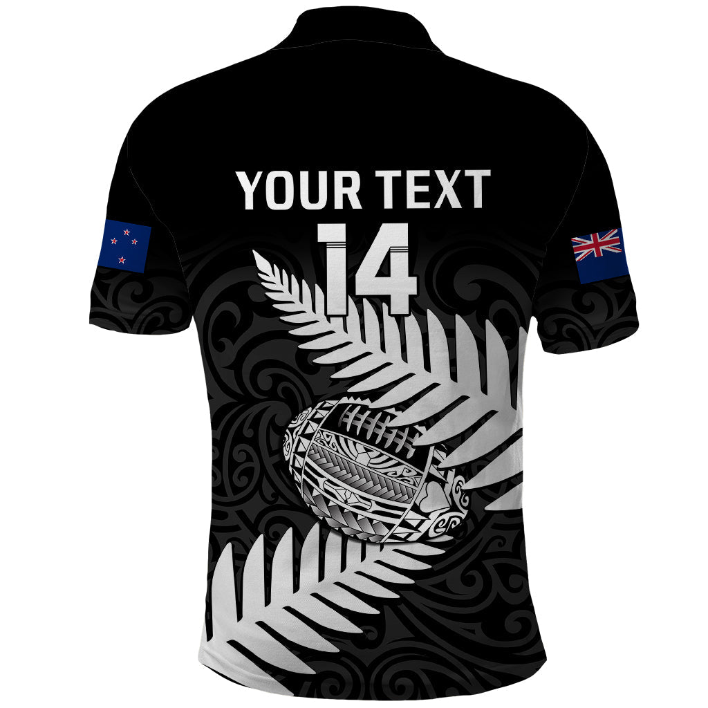 Personalised Aotearoa Rugby Polo Shirt Go Black Fern Pacific NZ Maori 2023 LT14