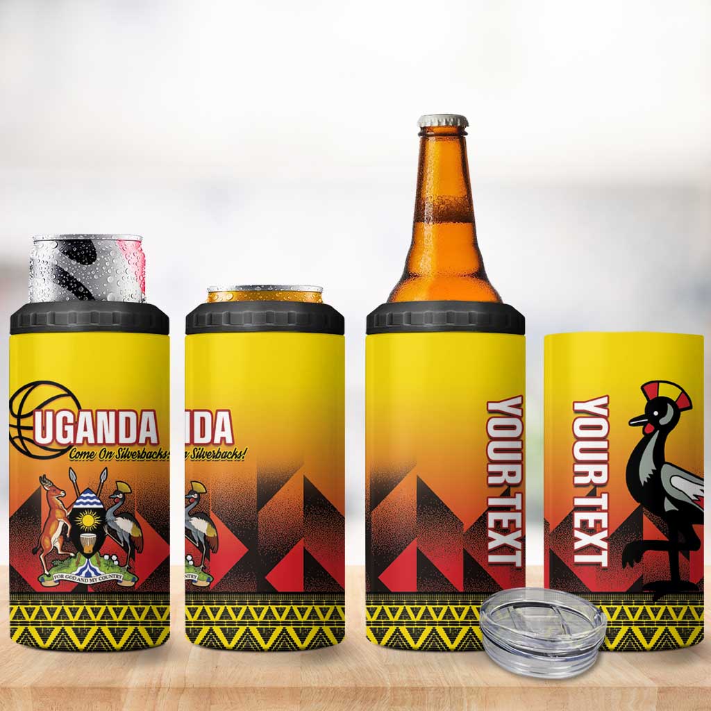Afro Basketball Custom Uganda 4 in 1 Can Cooler Tumbler Come On Silverbacks African Pattern LT14