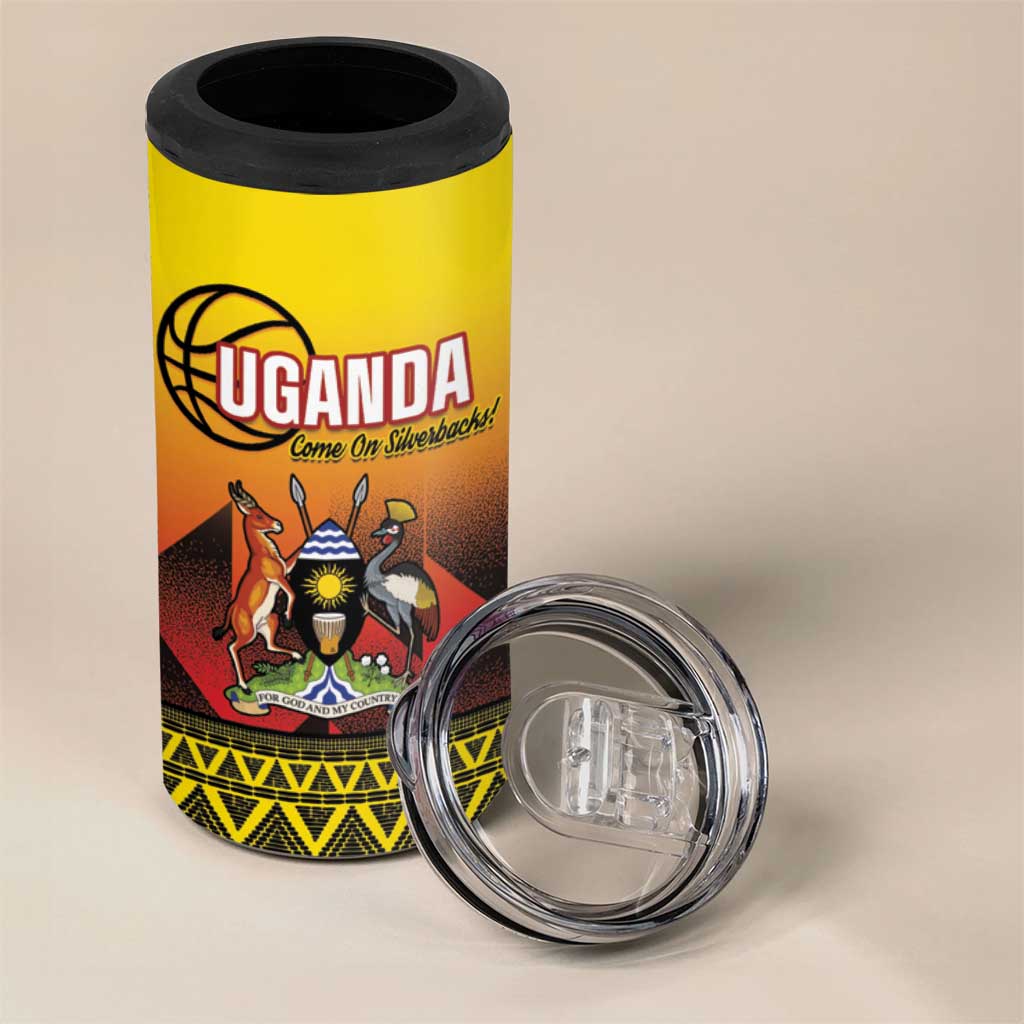 Afro Basketball Custom Uganda 4 in 1 Can Cooler Tumbler Come On Silverbacks African Pattern LT14