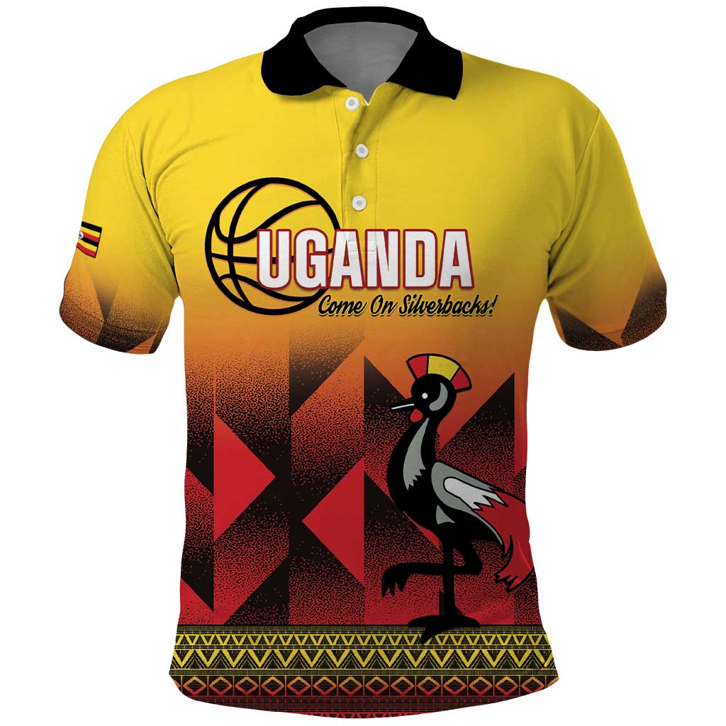 Uganda Basketball Custom Polo Shirt Come On Silverbacks African Pattern LT14