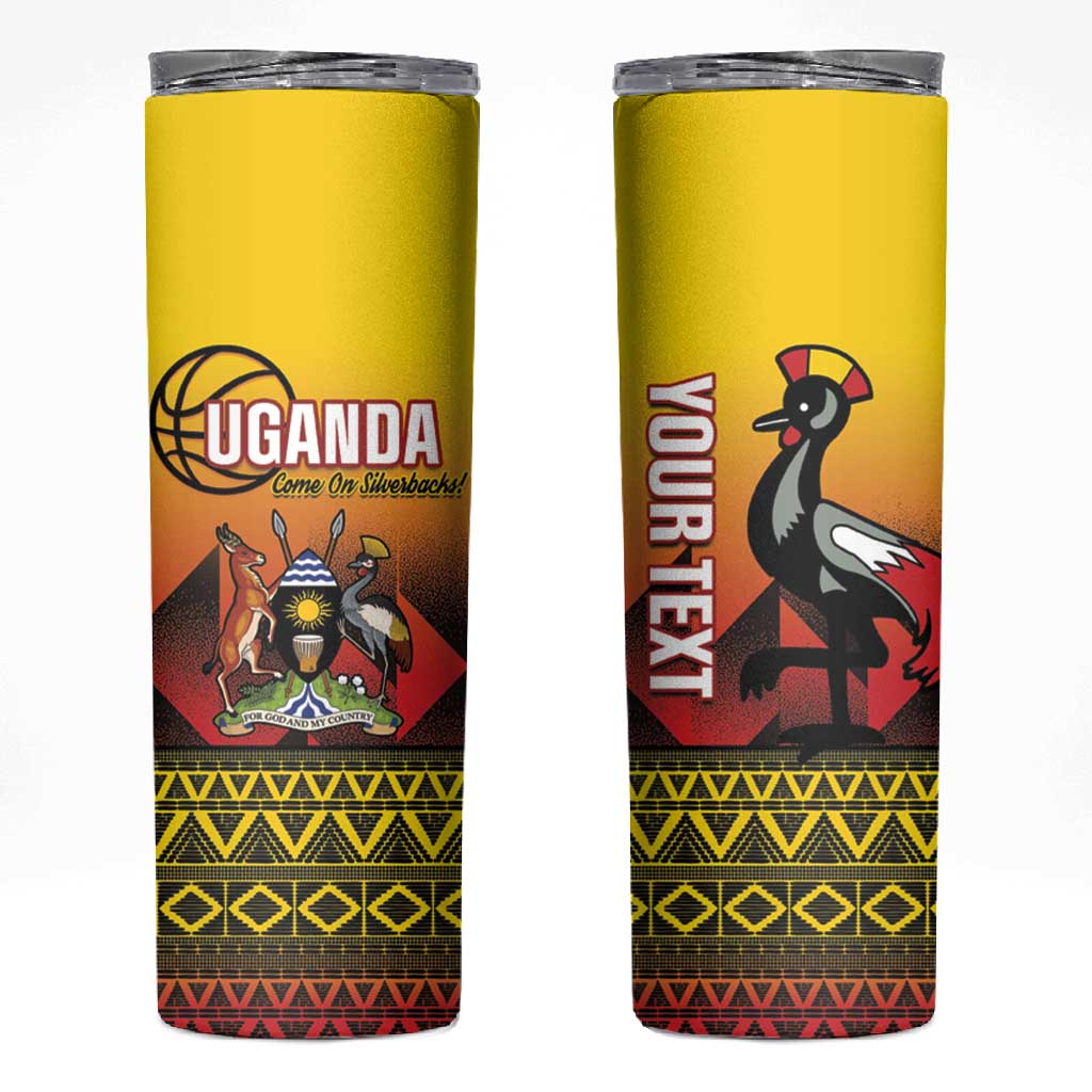 Afro Basketball Custom Uganda Skinny Tumbler Come On Silverbacks African Pattern LT14