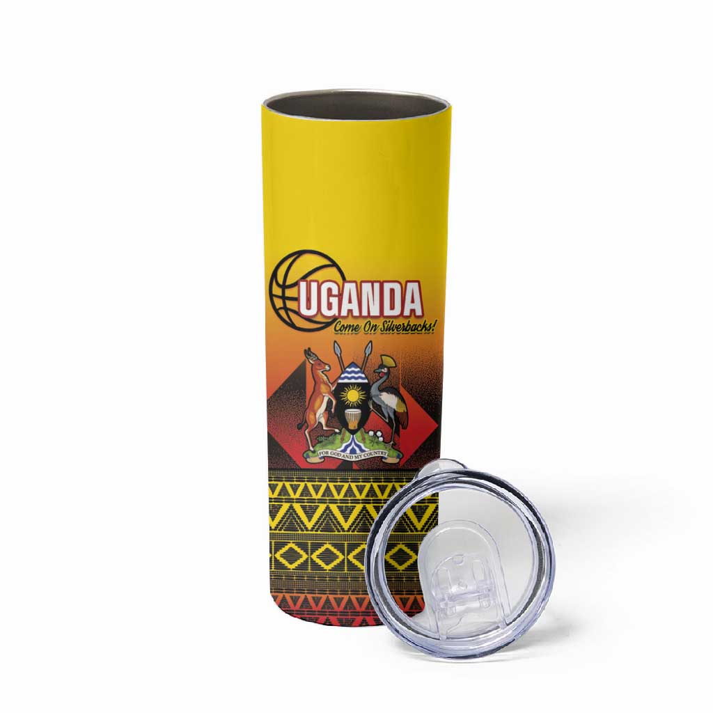 Afro Basketball Custom Uganda Skinny Tumbler Come On Silverbacks African Pattern LT14