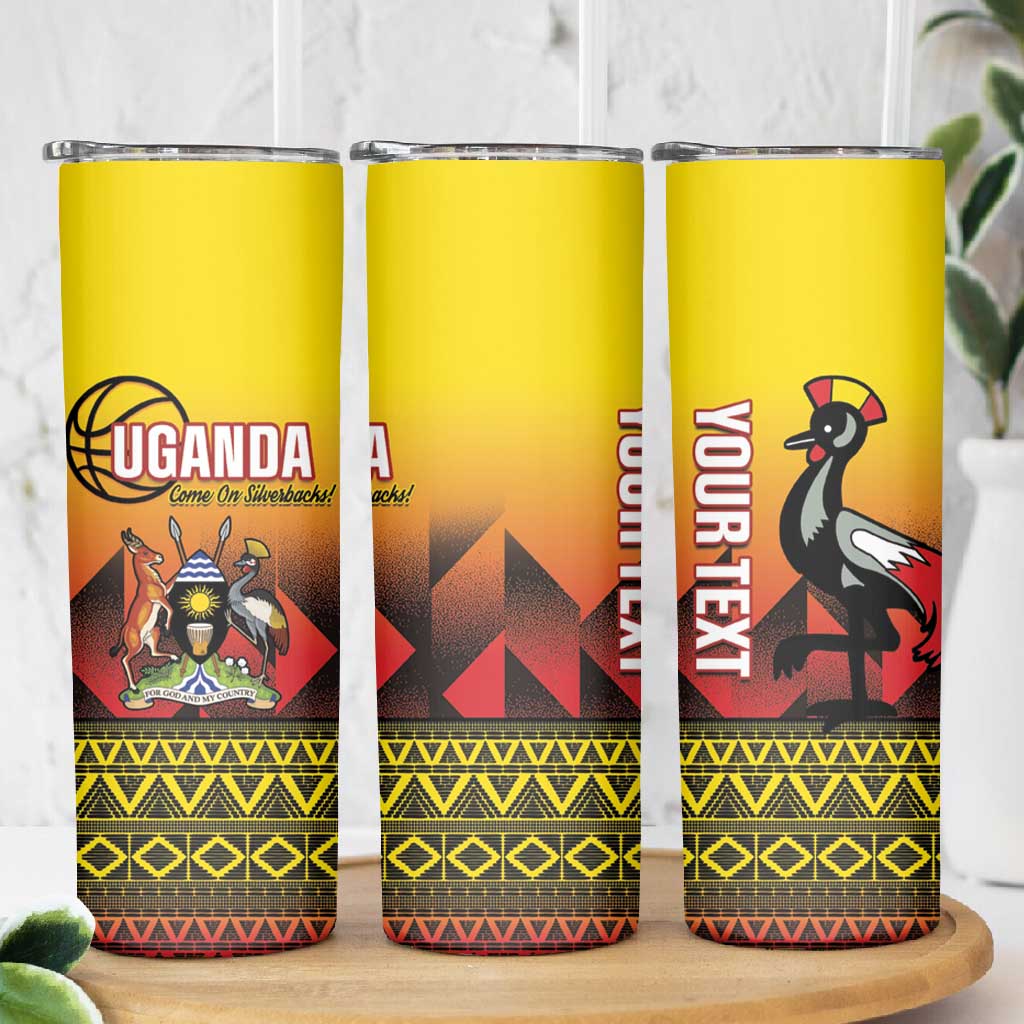 Afro Basketball Custom Uganda Skinny Tumbler Come On Silverbacks African Pattern LT14
