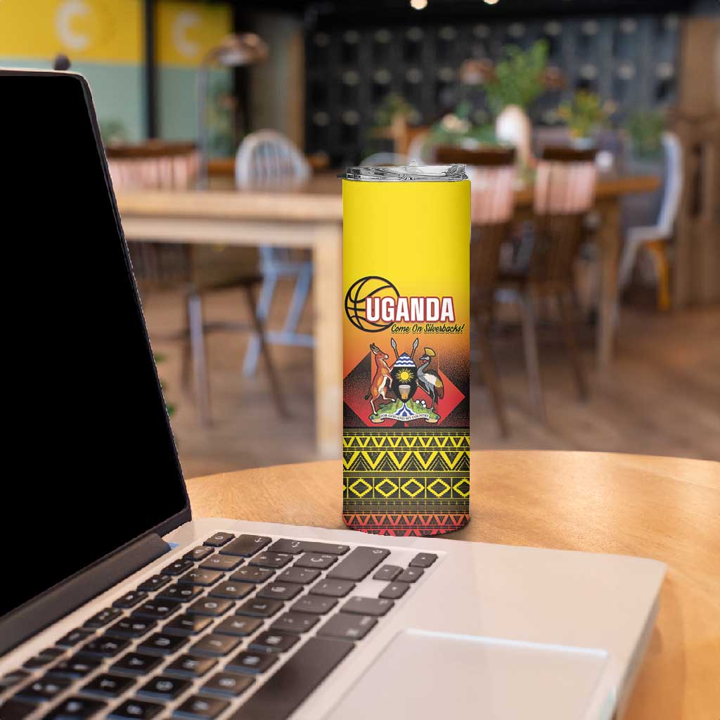 Afro Basketball Custom Uganda Skinny Tumbler Come On Silverbacks African Pattern LT14