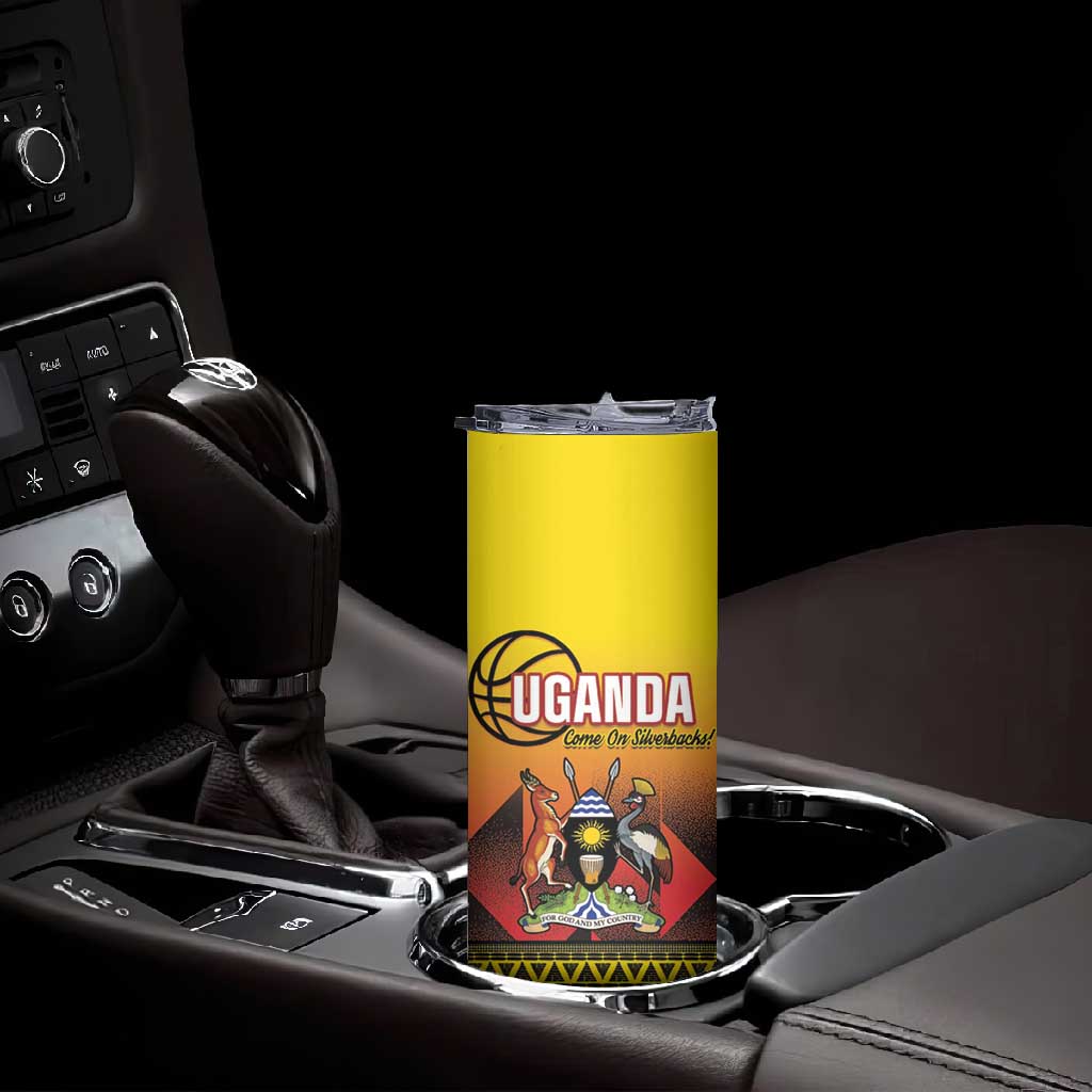 Afro Basketball Custom Uganda Skinny Tumbler Come On Silverbacks African Pattern LT14