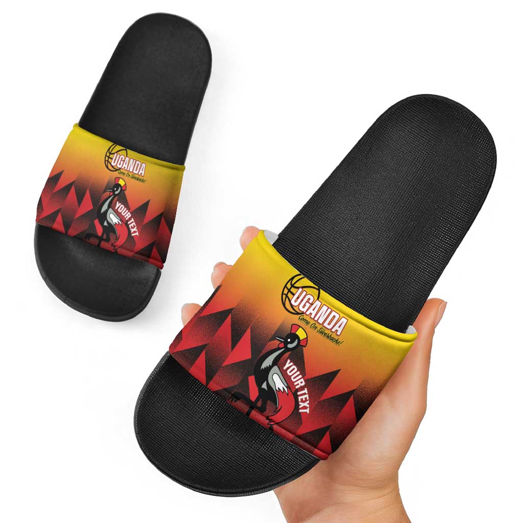 Uganda Basketball Custom Slide Sandals Come On Silverbacks African Pattern LT14