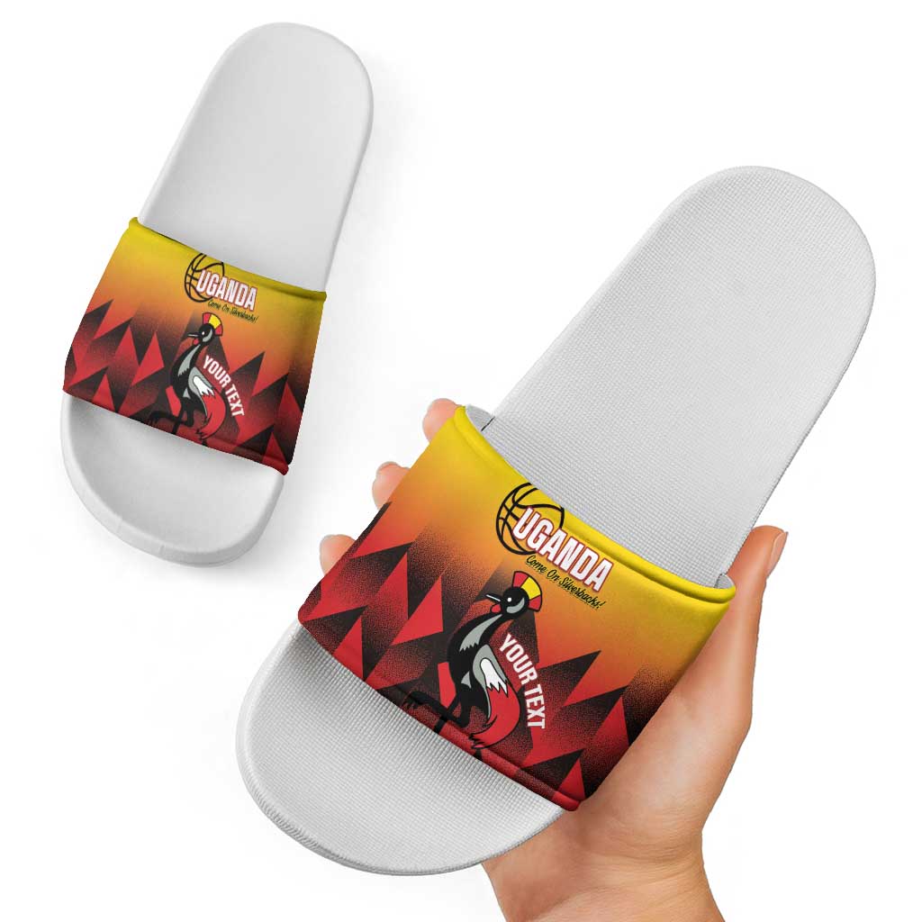 Uganda Basketball Custom Slide Sandals Come On Silverbacks African Pattern LT14