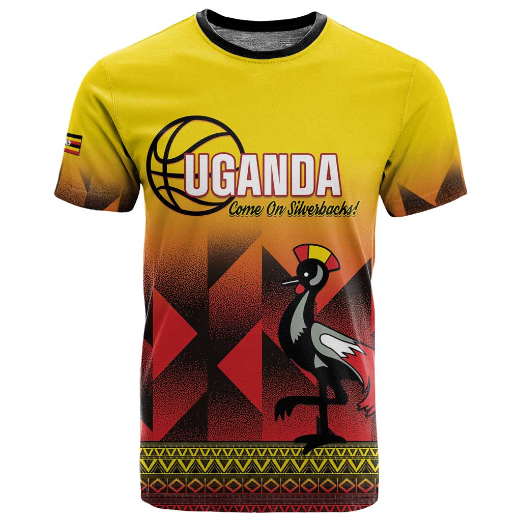 Afro Basketball Custom Uganda T shirt Come On Silverbacks African Pattern LT14
