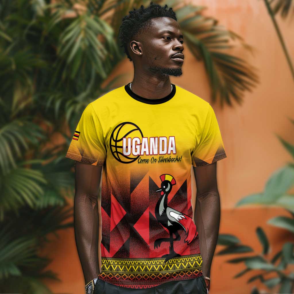 Afro Basketball Custom Uganda T shirt Come On Silverbacks African Pattern LT14