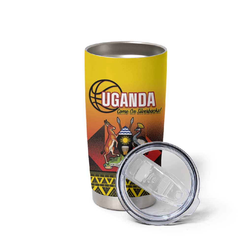Afro Basketball Custom Uganda Tumbler Cup Come On Silverbacks African Pattern LT14