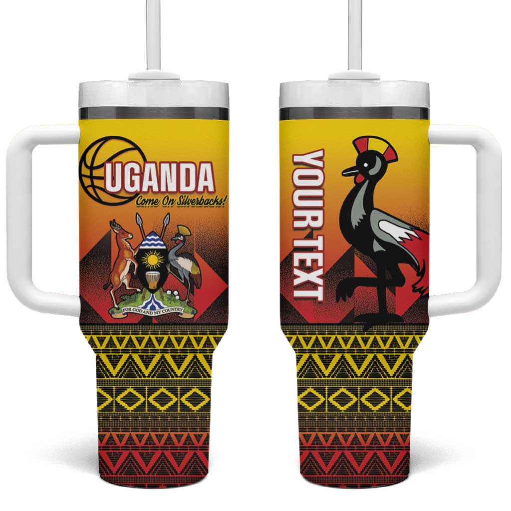 Afro Basketball Custom Uganda Tumbler With Handle Come On Silverbacks African Pattern LT14