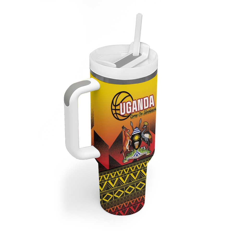Afro Basketball Custom Uganda Tumbler With Handle Come On Silverbacks African Pattern LT14