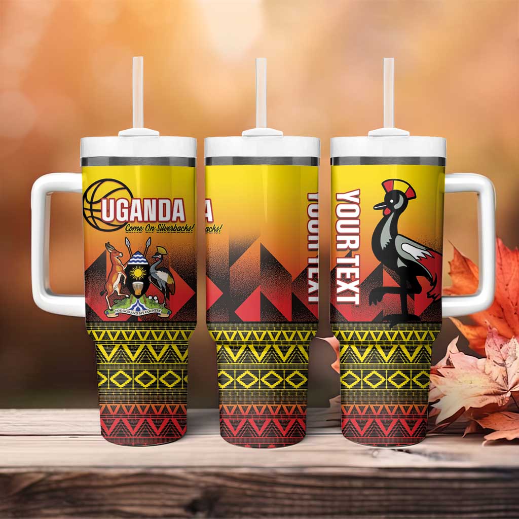 Afro Basketball Custom Uganda Tumbler With Handle Come On Silverbacks African Pattern LT14