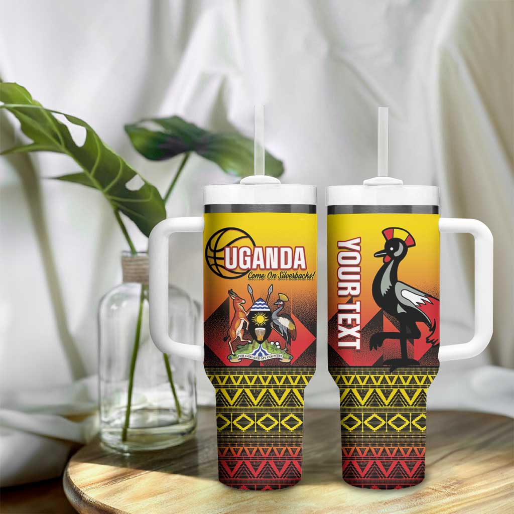 Afro Basketball Custom Uganda Tumbler With Handle Come On Silverbacks African Pattern LT14