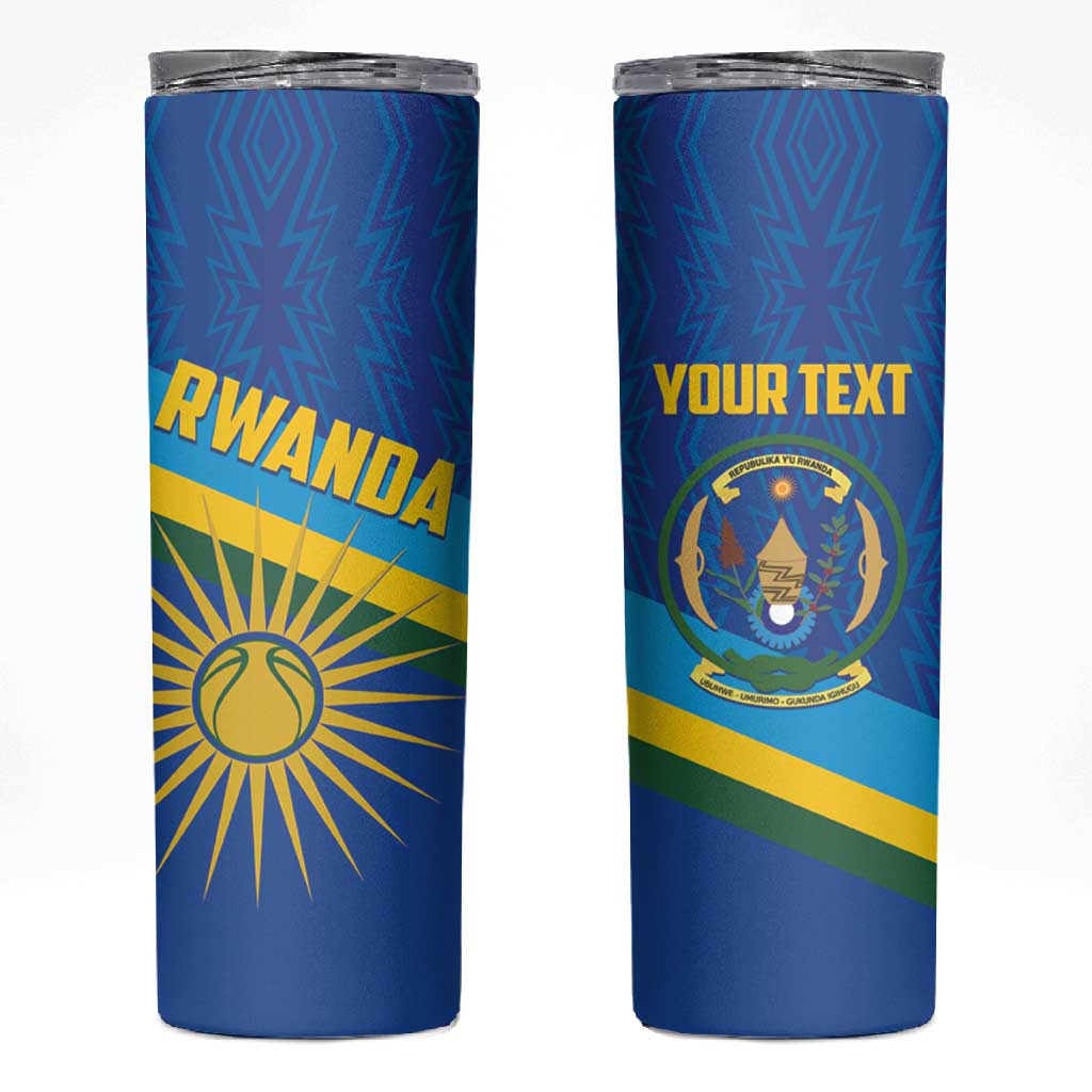 Afro Basketball Custom Rwanda Skinny Tumbler Go Champions Imigongo Folk Pattern LT14