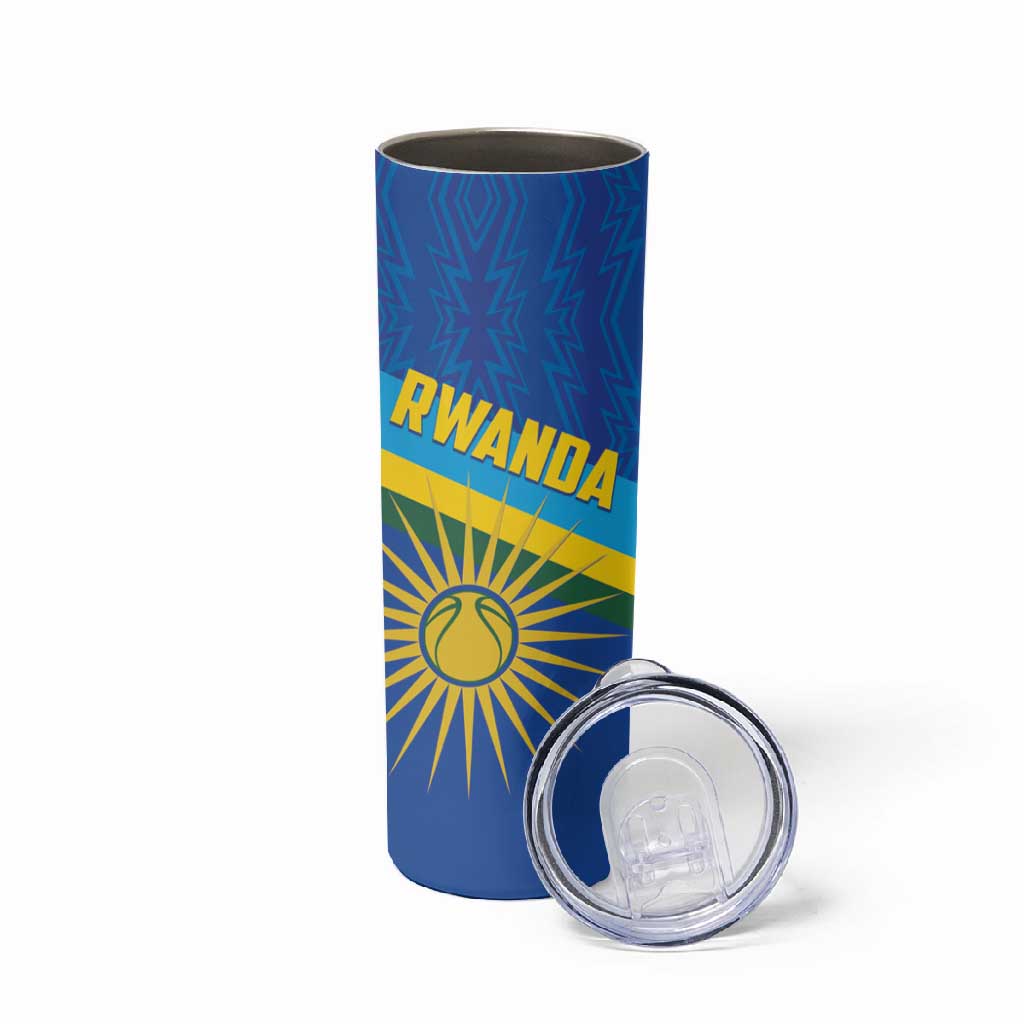 Afro Basketball Custom Rwanda Skinny Tumbler Go Champions Imigongo Folk Pattern LT14
