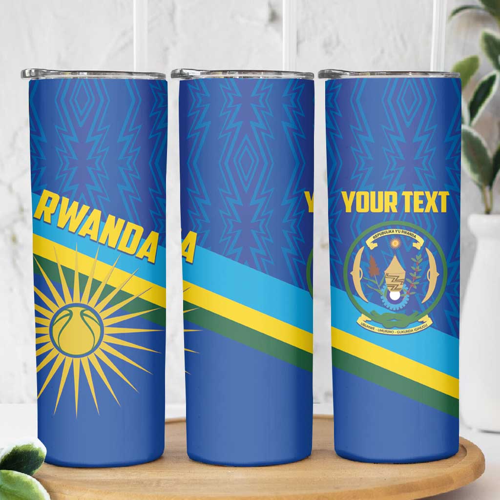 Afro Basketball Custom Rwanda Skinny Tumbler Go Champions Imigongo Folk Pattern LT14