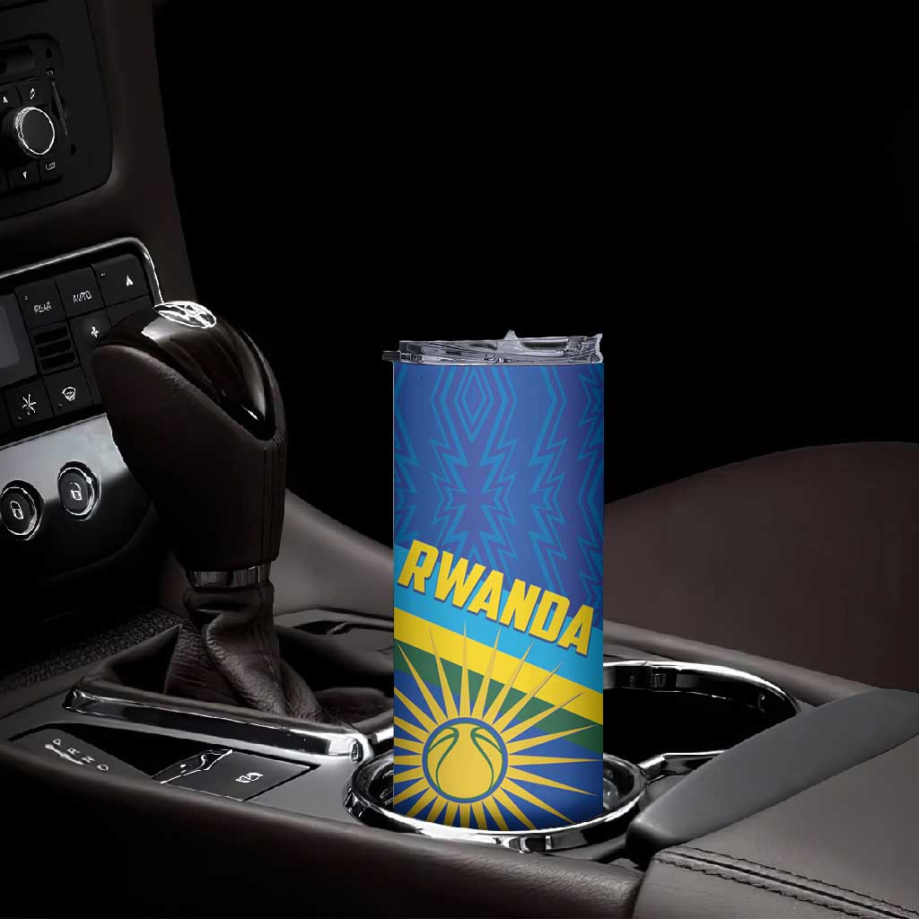 Afro Basketball Custom Rwanda Skinny Tumbler Go Champions Imigongo Folk Pattern LT14