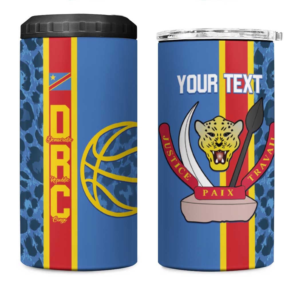 Afro Basketball Custom DR Congo 4 in 1 Can Cooler Tumbler Come On Leopards Skin Pattern LT14
