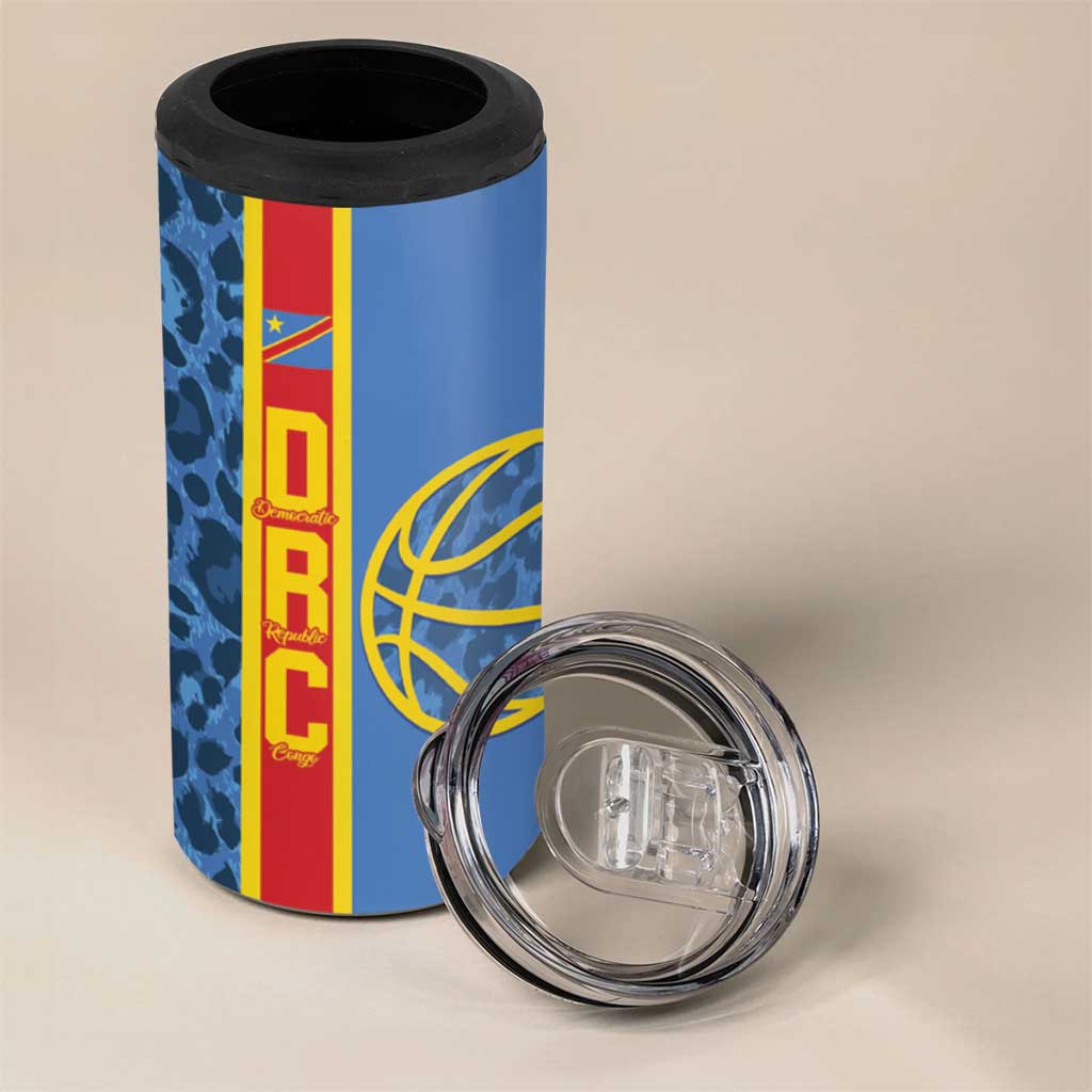 Afro Basketball Custom DR Congo 4 in 1 Can Cooler Tumbler Come On Leopards Skin Pattern LT14