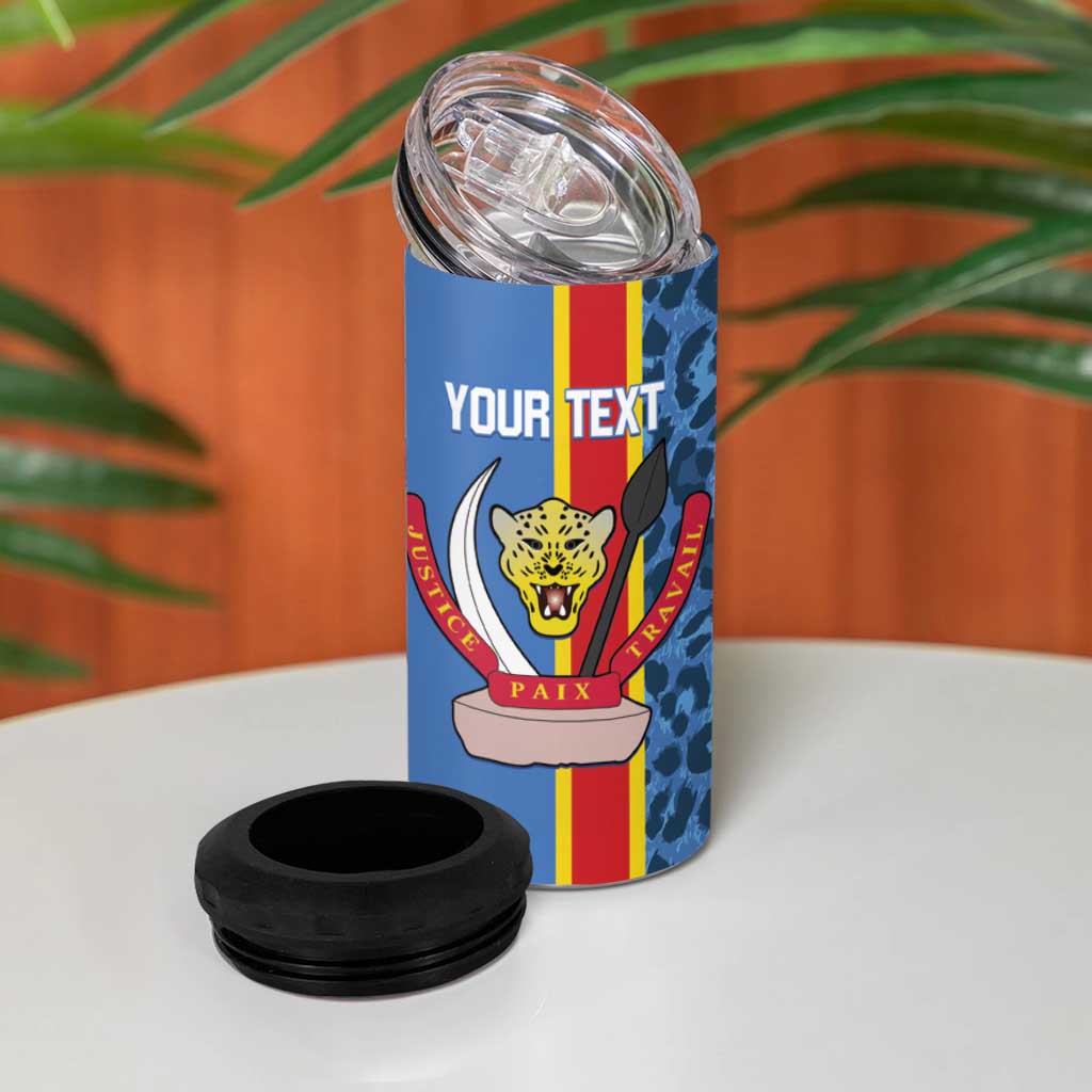 Afro Basketball Custom DR Congo 4 in 1 Can Cooler Tumbler Come On Leopards Skin Pattern LT14
