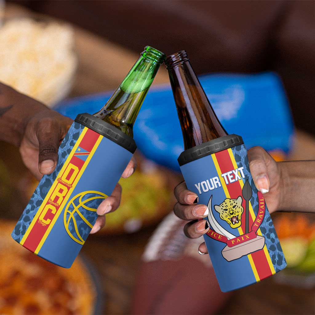 Afro Basketball Custom DR Congo 4 in 1 Can Cooler Tumbler Come On Leopards Skin Pattern LT14