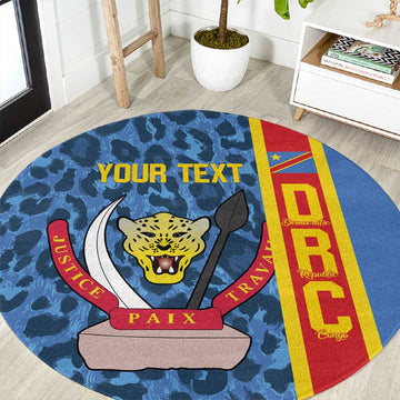 Afro Basketball Custom DR Congo Round Carpet Come On Leopards Skin Pattern LT14