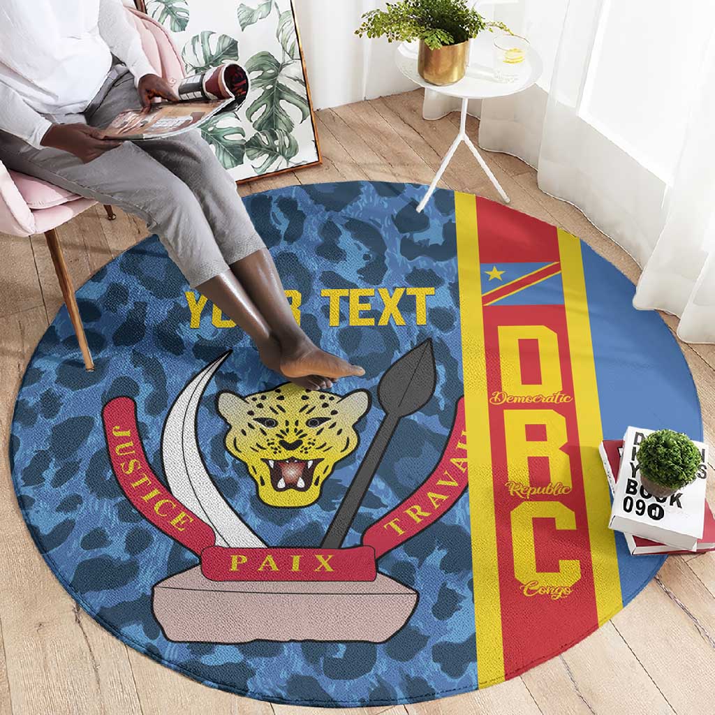 Afro Basketball Custom DR Congo Round Carpet Come On Leopards Skin Pattern LT14