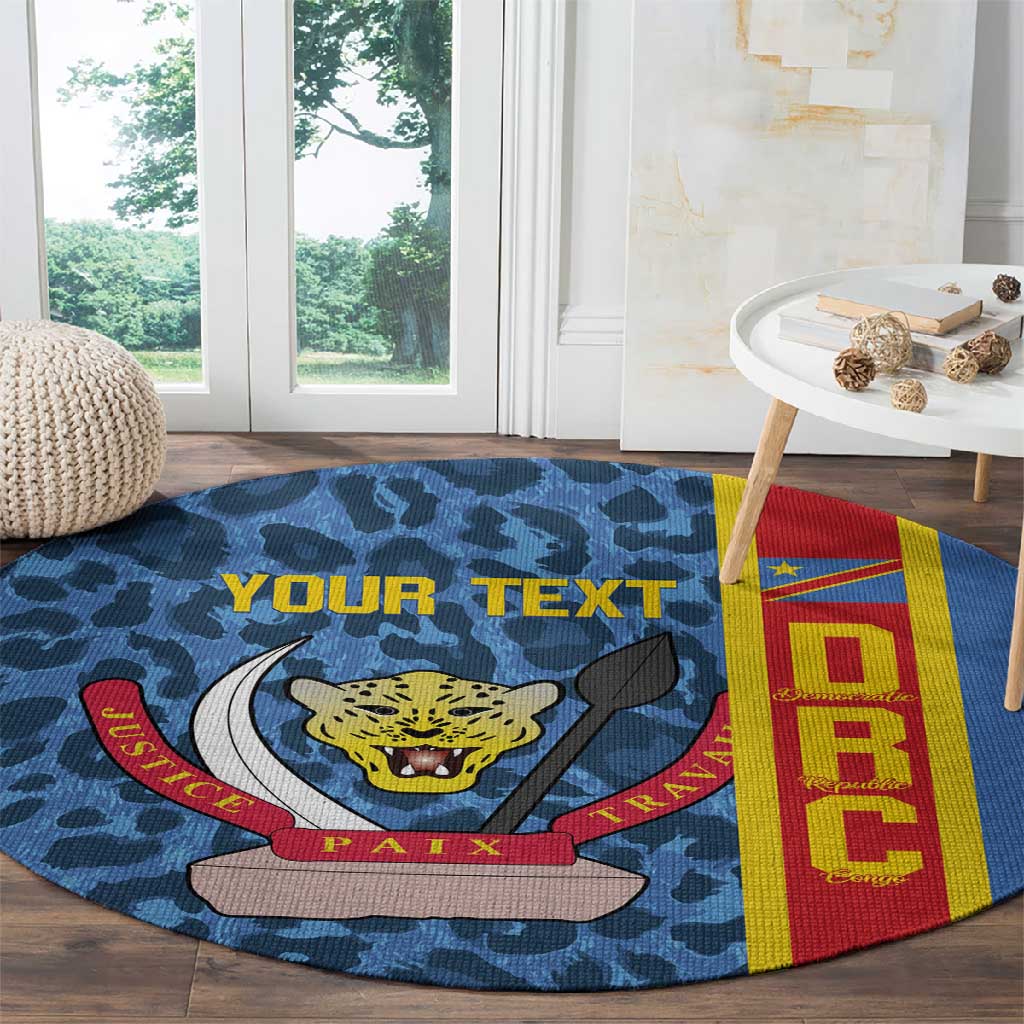 Afro Basketball Custom DR Congo Round Carpet Come On Leopards Skin Pattern LT14