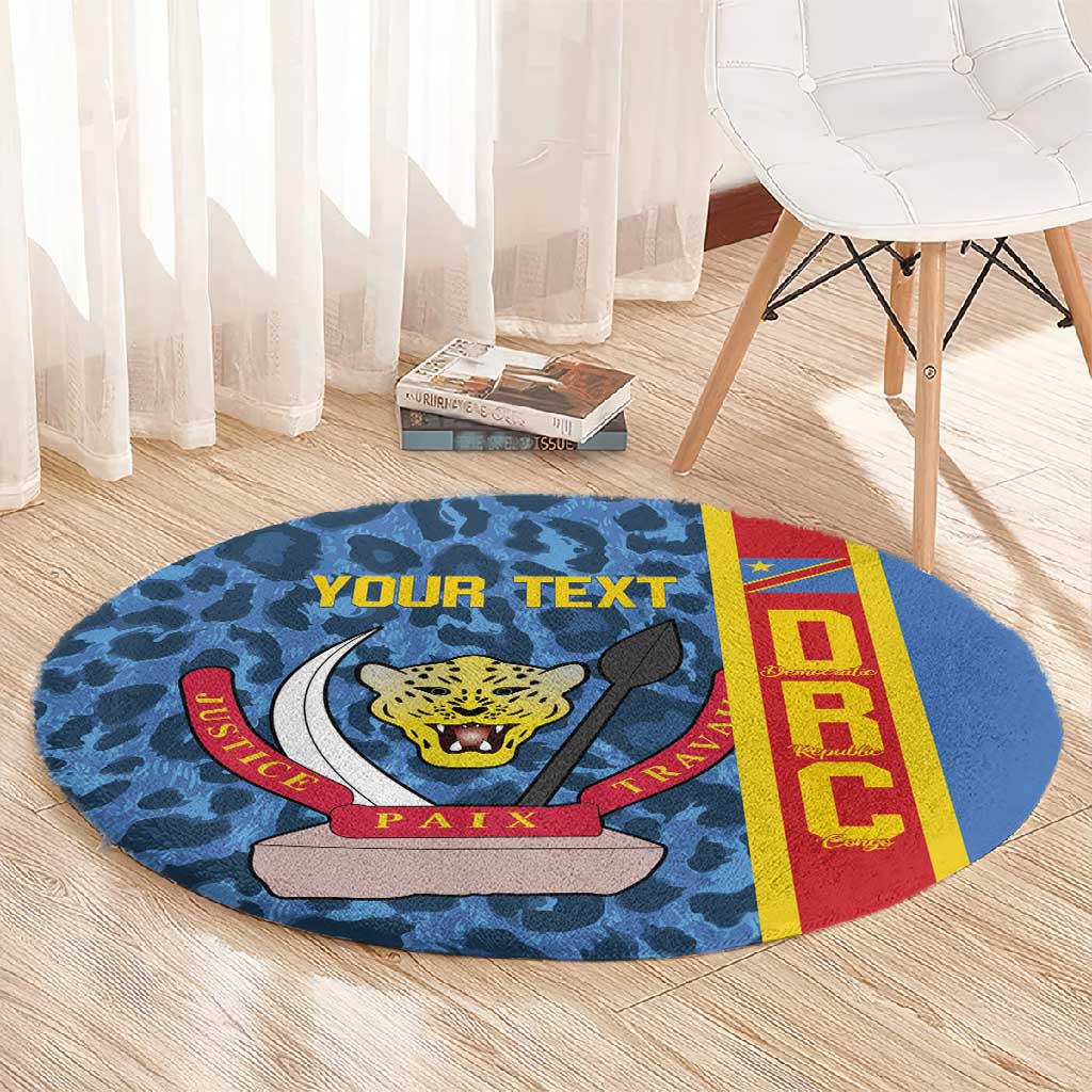 Afro Basketball Custom DR Congo Round Carpet Come On Leopards Skin Pattern LT14