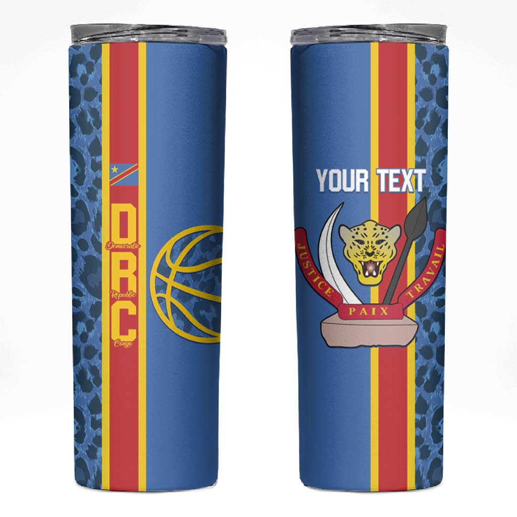 Afro Basketball Custom DR Congo Skinny Tumbler Come On Leopards Skin Pattern LT14