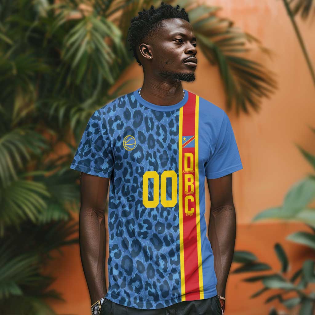 Afro Basketball Custom DR Congo T shirt Come On Leopards Skin Pattern LT14