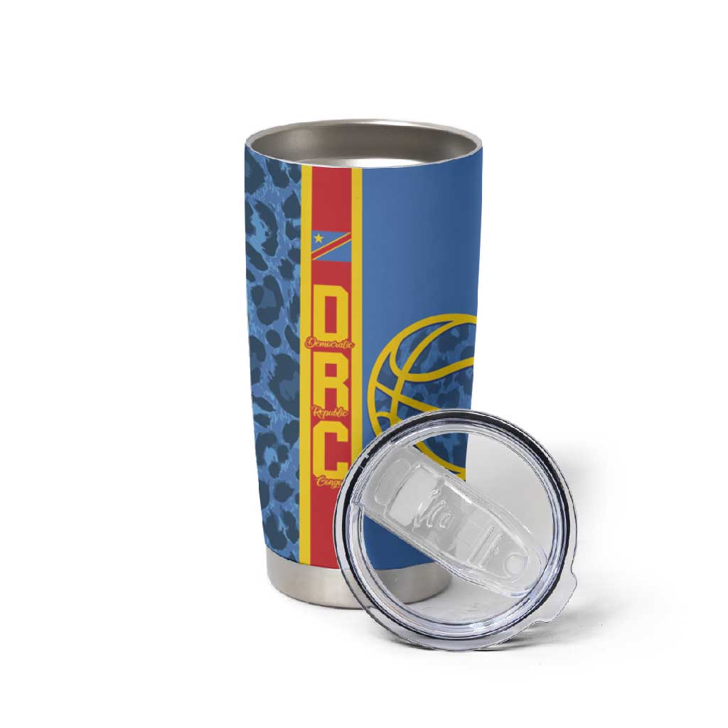Afro Basketball Custom DR Congo Tumbler Cup Come On Leopards Skin Pattern LT14