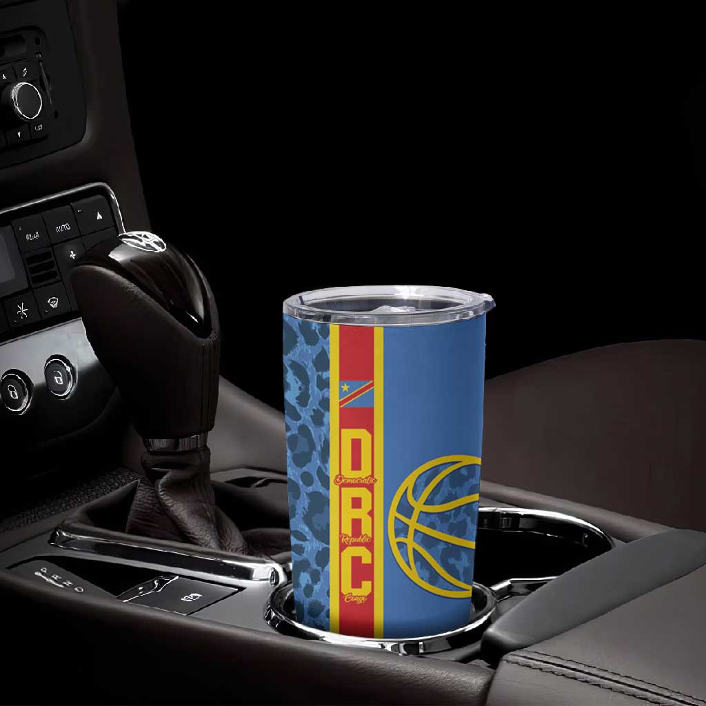 Afro Basketball Custom DR Congo Tumbler Cup Come On Leopards Skin Pattern LT14