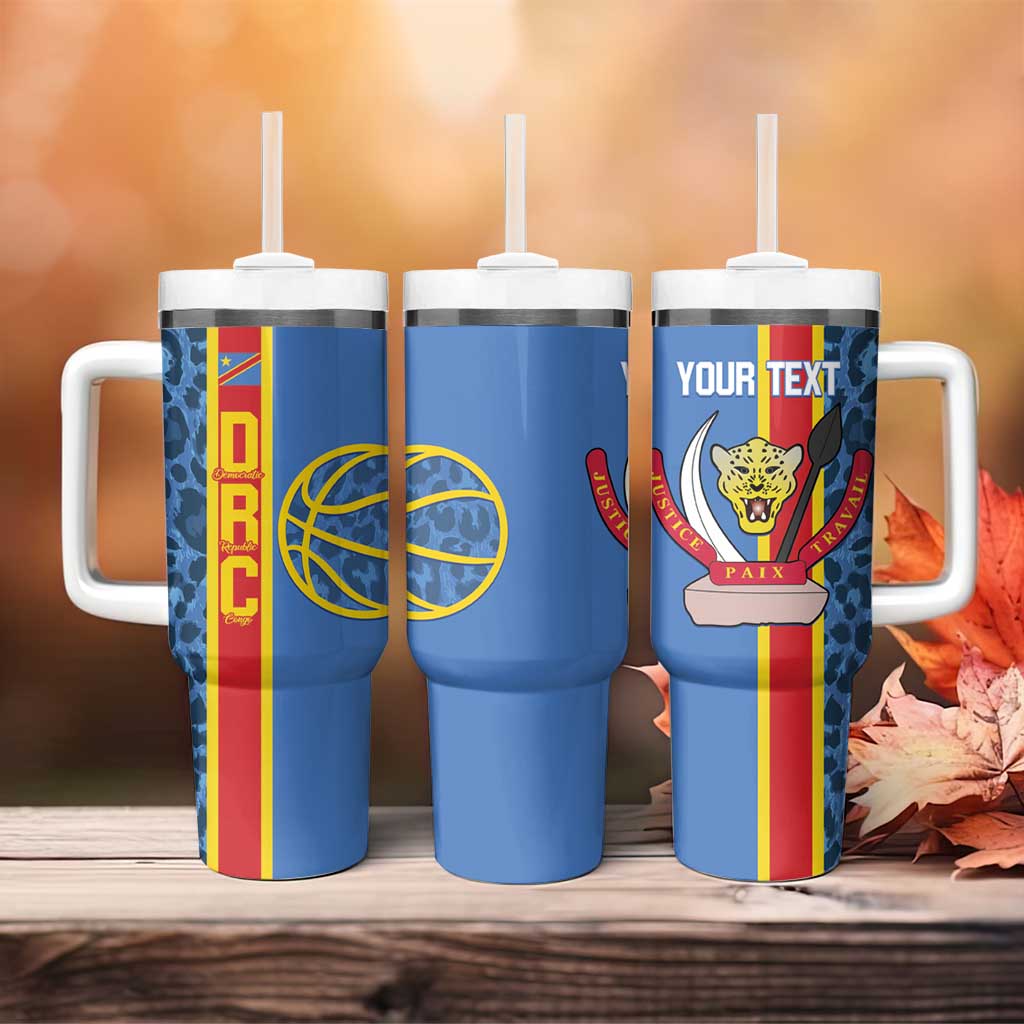 Afro Basketball Custom DR Congo Tumbler With Handle Come On Leopards Skin Pattern LT14