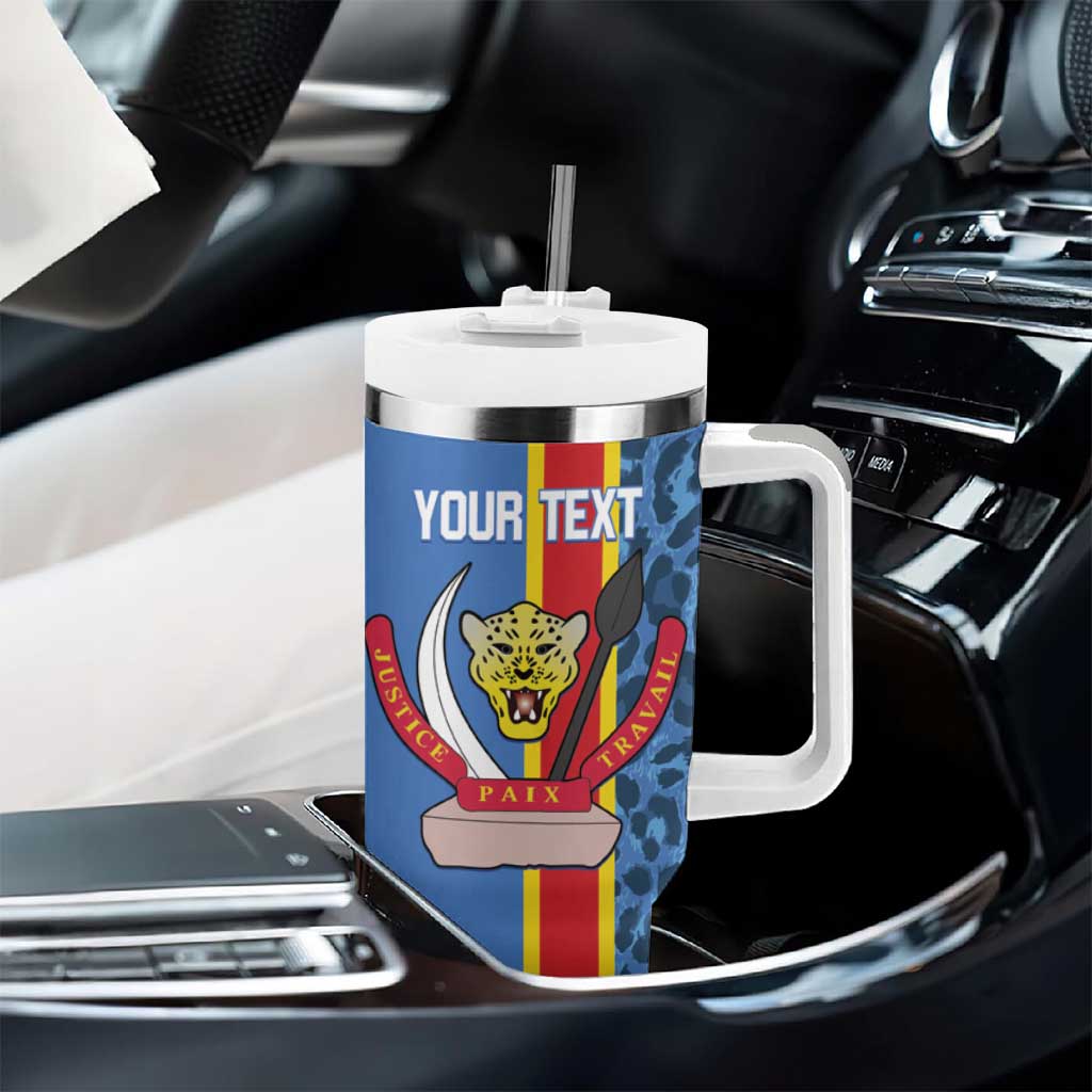 Afro Basketball Custom DR Congo Tumbler With Handle Come On Leopards Skin Pattern LT14