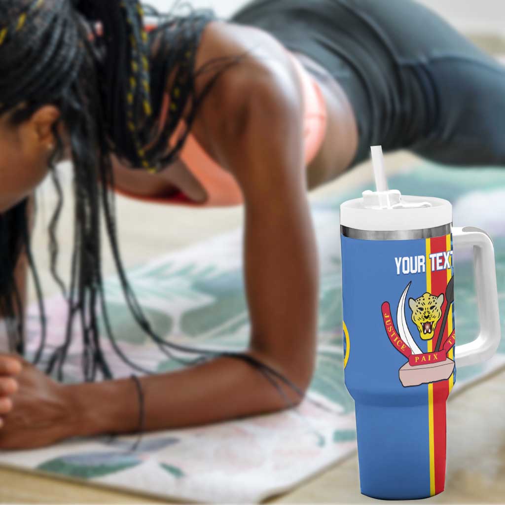 Afro Basketball Custom DR Congo Tumbler With Handle Come On Leopards Skin Pattern LT14