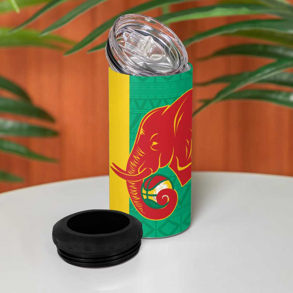 Afro Basketball Custom Guinea 4 in 1 Can Cooler Tumbler Syli Nationale African Pattern LT14