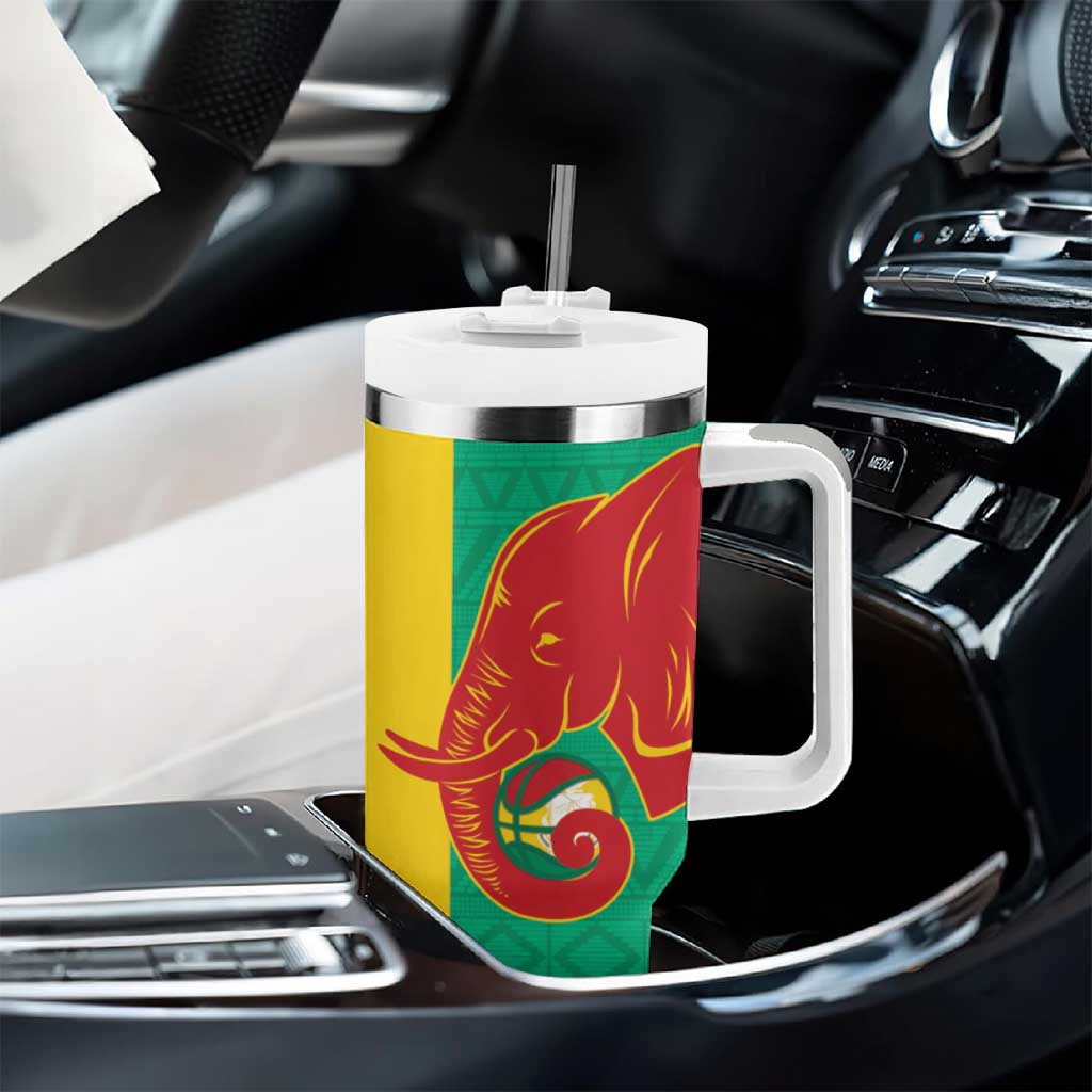 Afro Basketball Custom Guinea Tumbler With Handle Syli Nationale African Pattern LT14