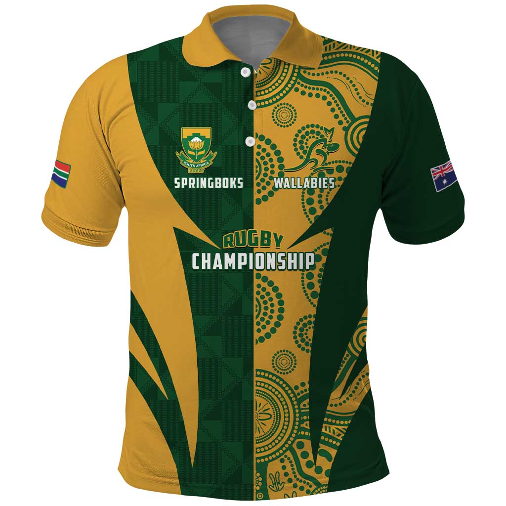 South Africa Australia Rugby Custom Polo Shirt Springboks Wallabies Together LT14