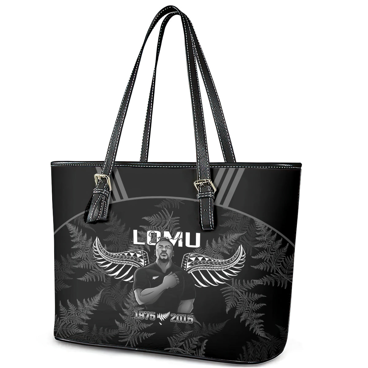 New Zealand Silver Fern Rugby Leather Tote Bag Aotearoa Godfather Proud Gone But Never Forgotten LT14
