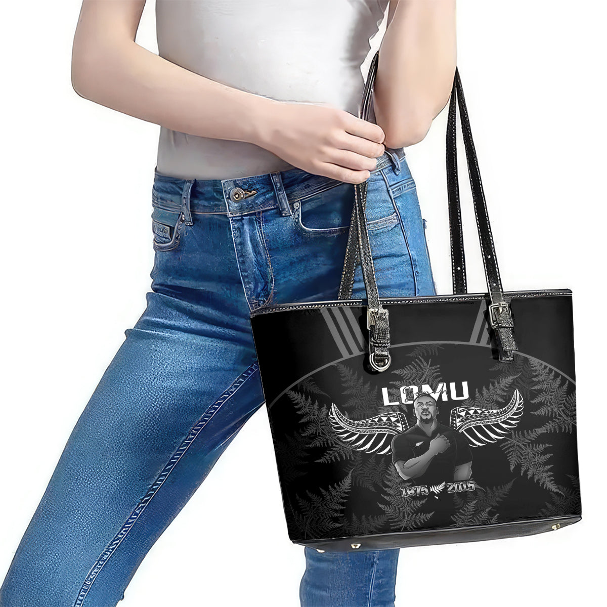 New Zealand Silver Fern Rugby Leather Tote Bag Aotearoa Godfather Proud Gone But Never Forgotten LT14