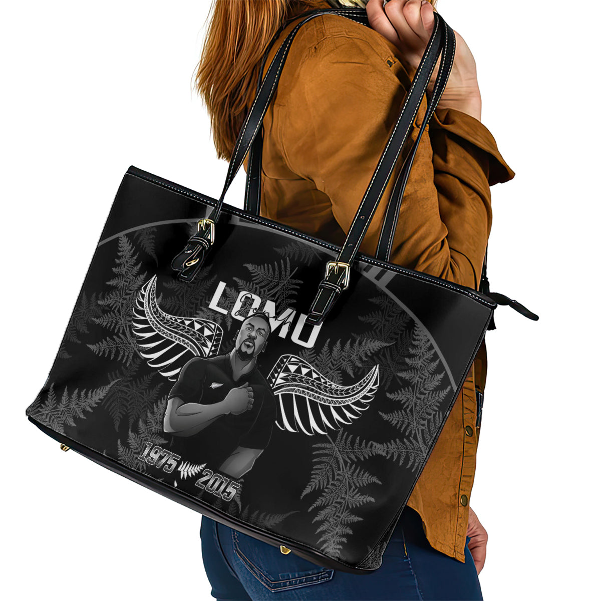 New Zealand Silver Fern Rugby Leather Tote Bag Aotearoa Godfather Proud Gone But Never Forgotten LT14