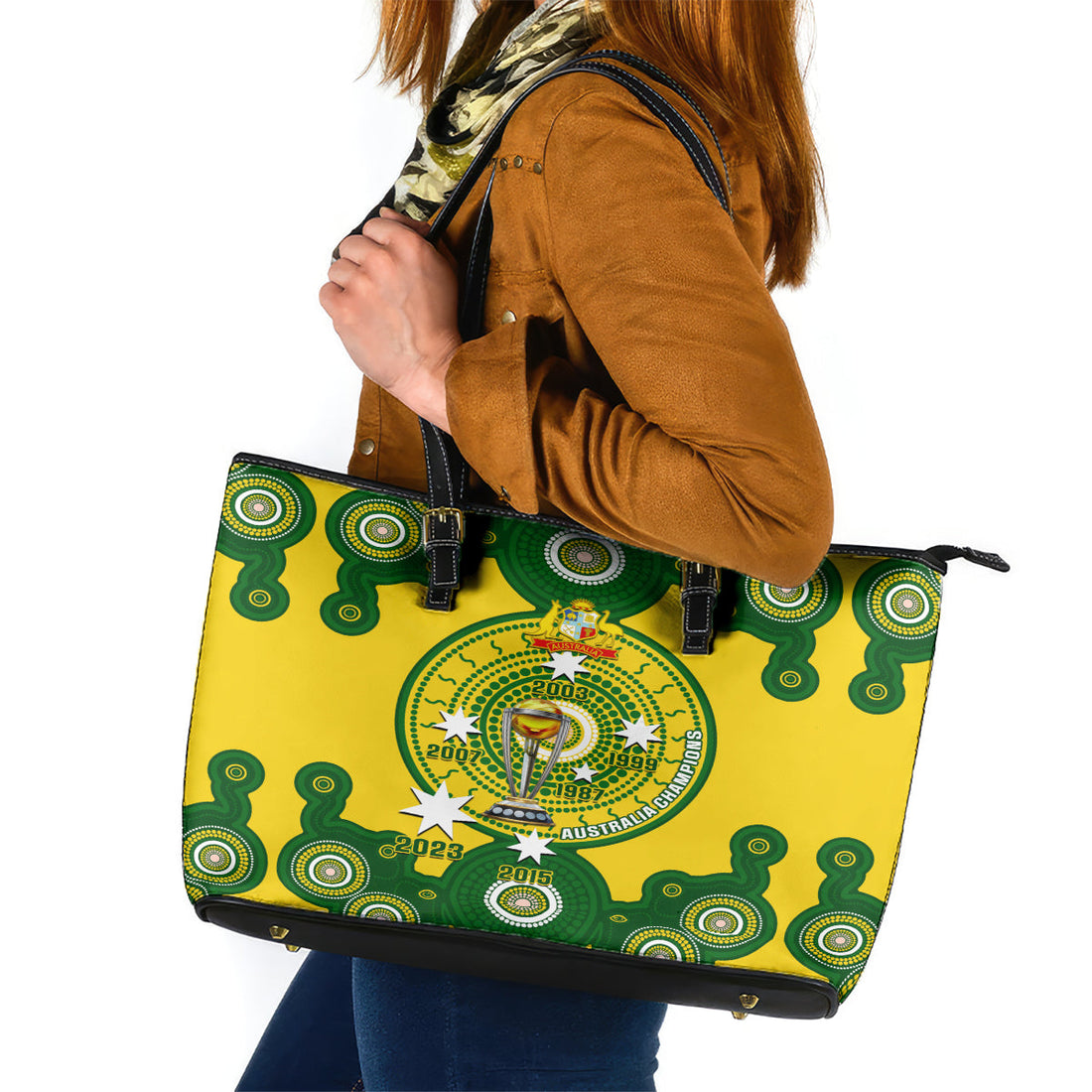 Australia Cricket Leather Tote Bag 2023 World Cup 6th Champions Trophy National Color LT14