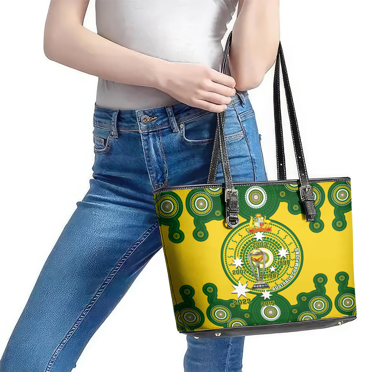 Australia Cricket Leather Tote Bag 2023 World Cup 6th Champions Trophy National Color LT14