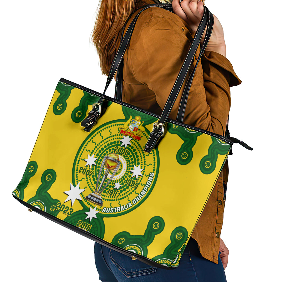 Australia Cricket Leather Tote Bag 2023 World Cup 6th Champions Trophy National Color LT14
